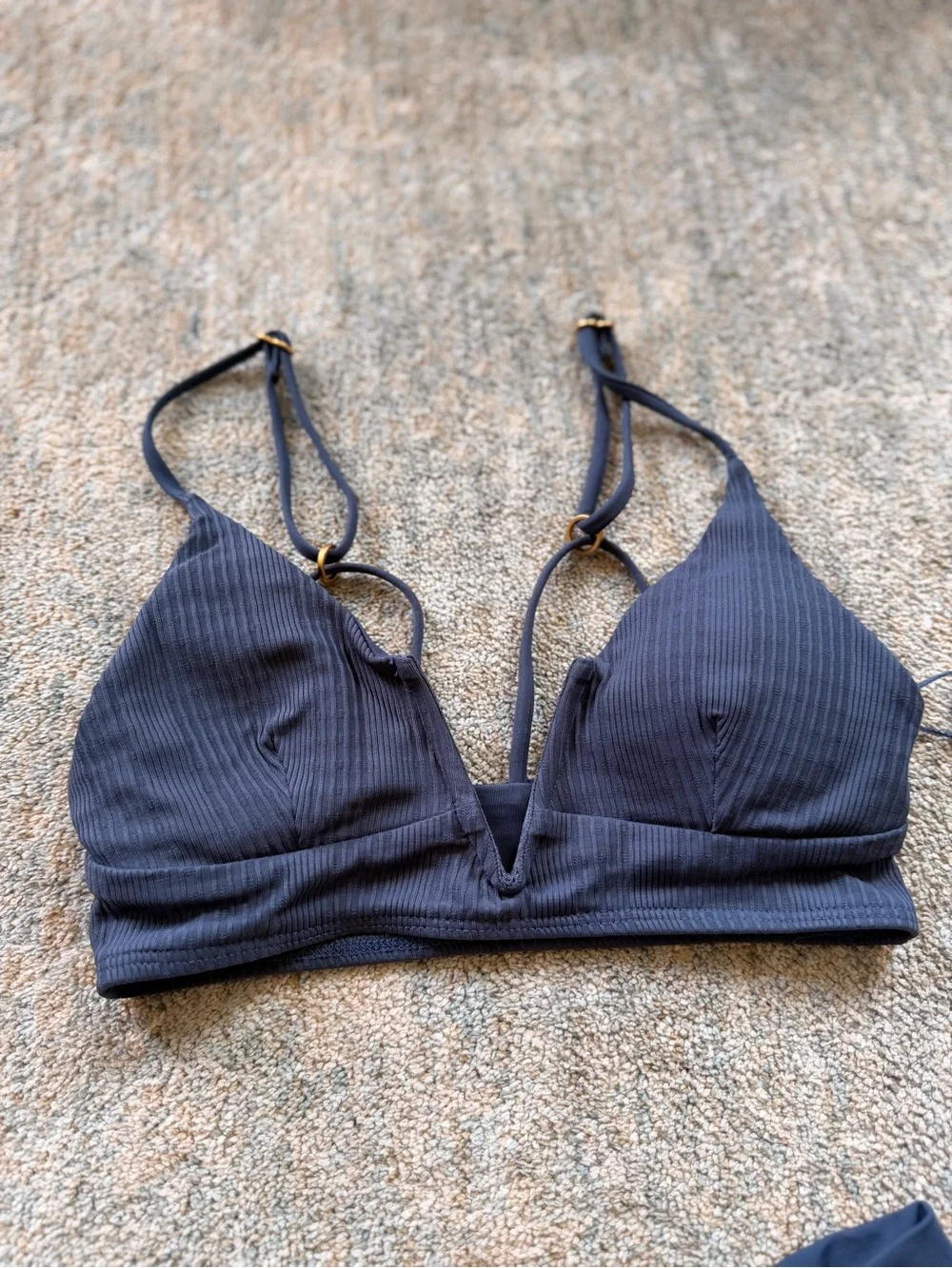 l*space Navy Ribbed V-Waist Bikini Set - Picture 2 of 4